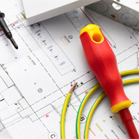 Icon representing electrical, lighting and pat testing section